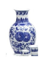Blue and White Canton 12" Vase