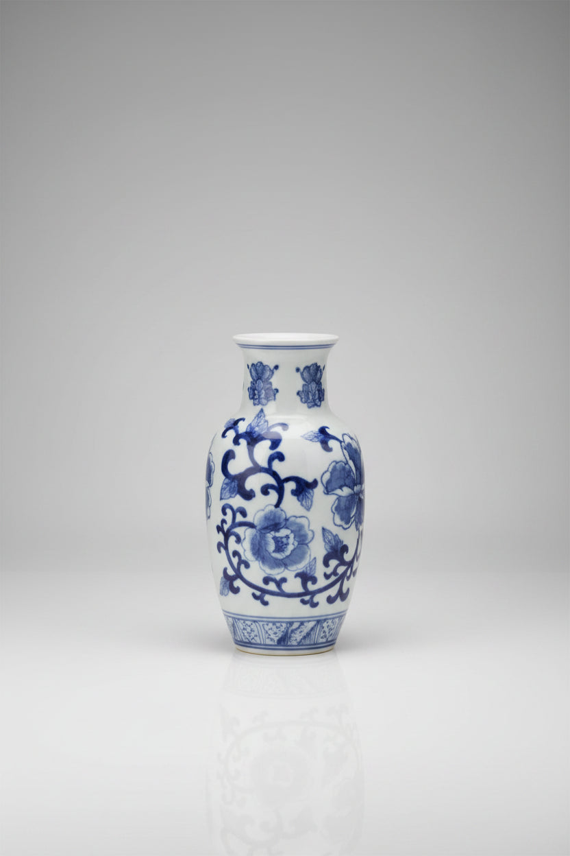 Blue and White Canton 6.5" Vase
