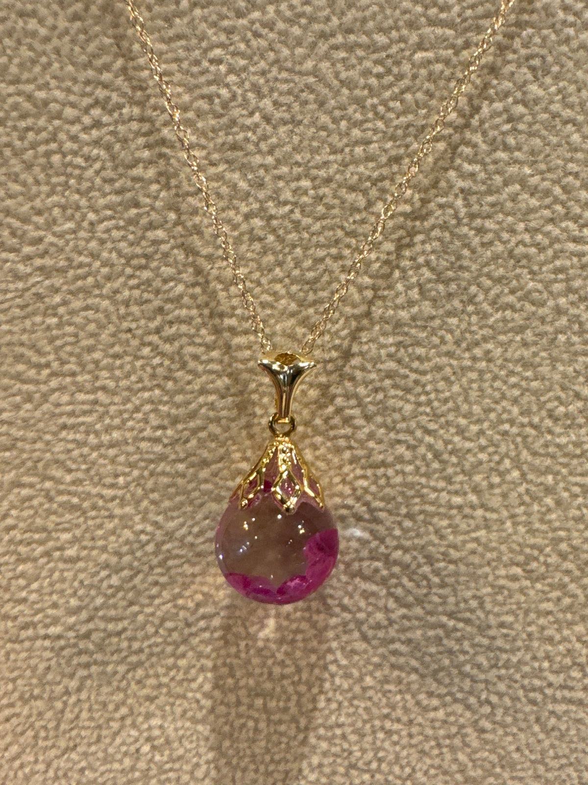 14K Gold Floating Ruby Pendant