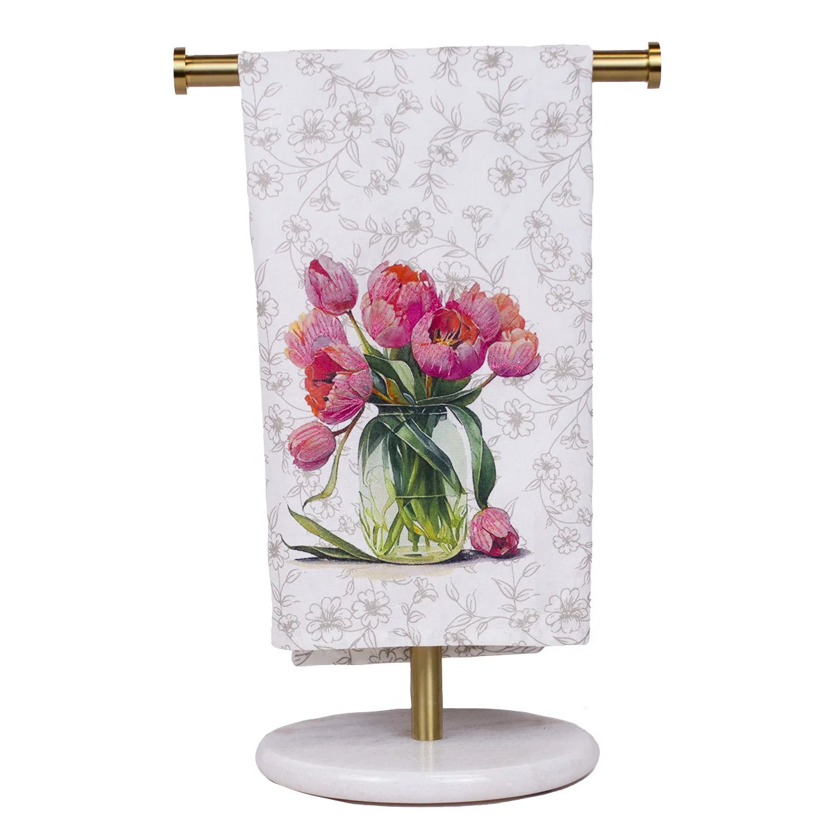 Ottawa Tulip Hand Towel White/Pink 20x28