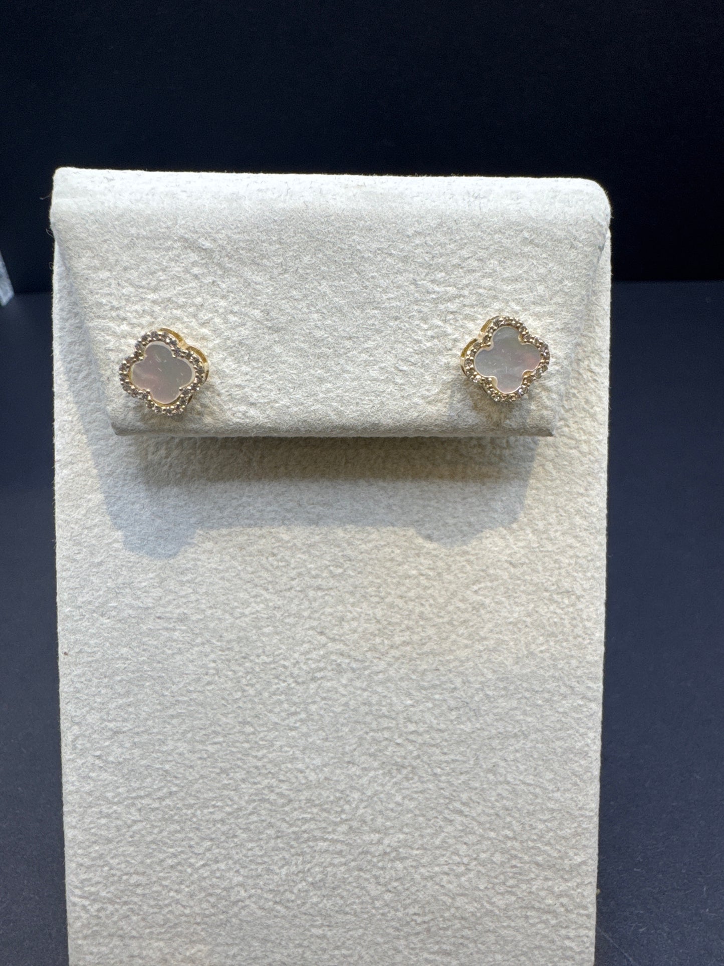 Mother of Pearl/diamond Quatrefoil Earrings
