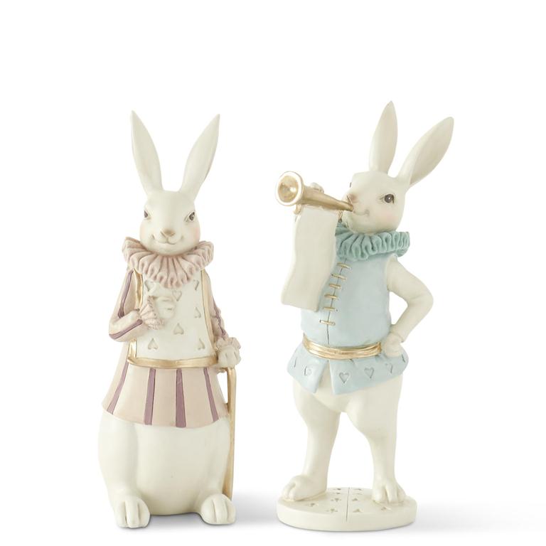11.25 Inch Pastel & Gold Resin Royal Blue Bunny