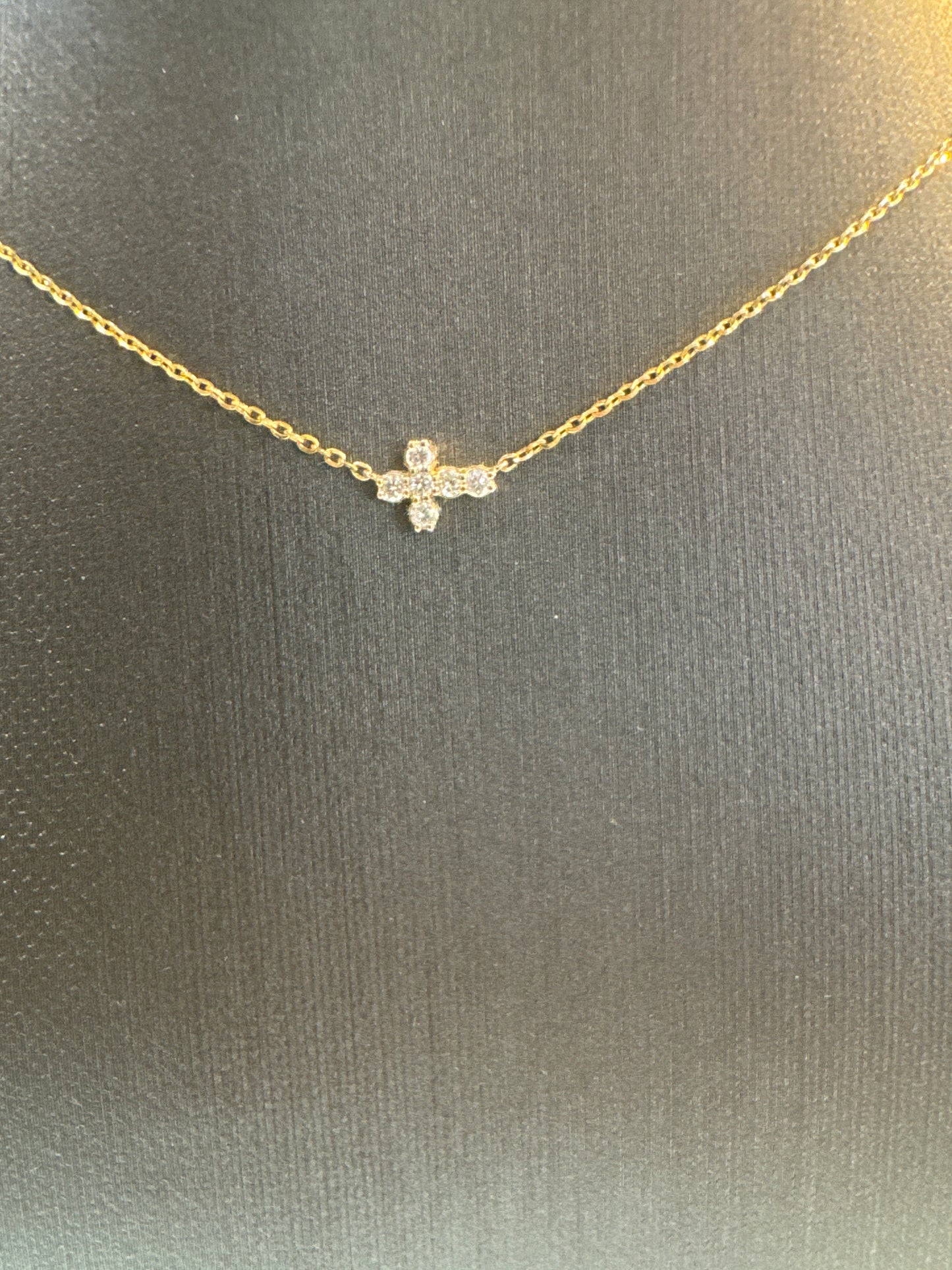 Diamond Sideways Cross Necklace
