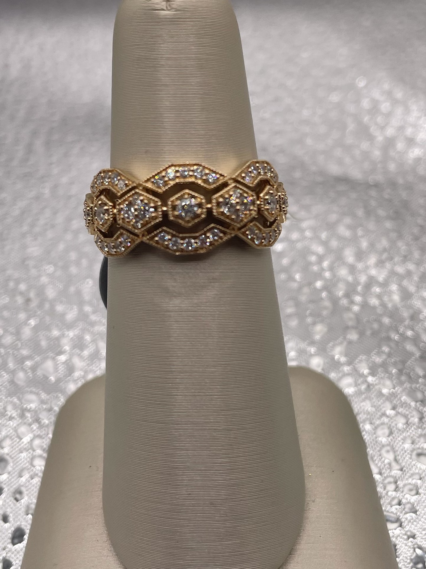 14K Yellow Gold Wide Open-Work Diamond Band