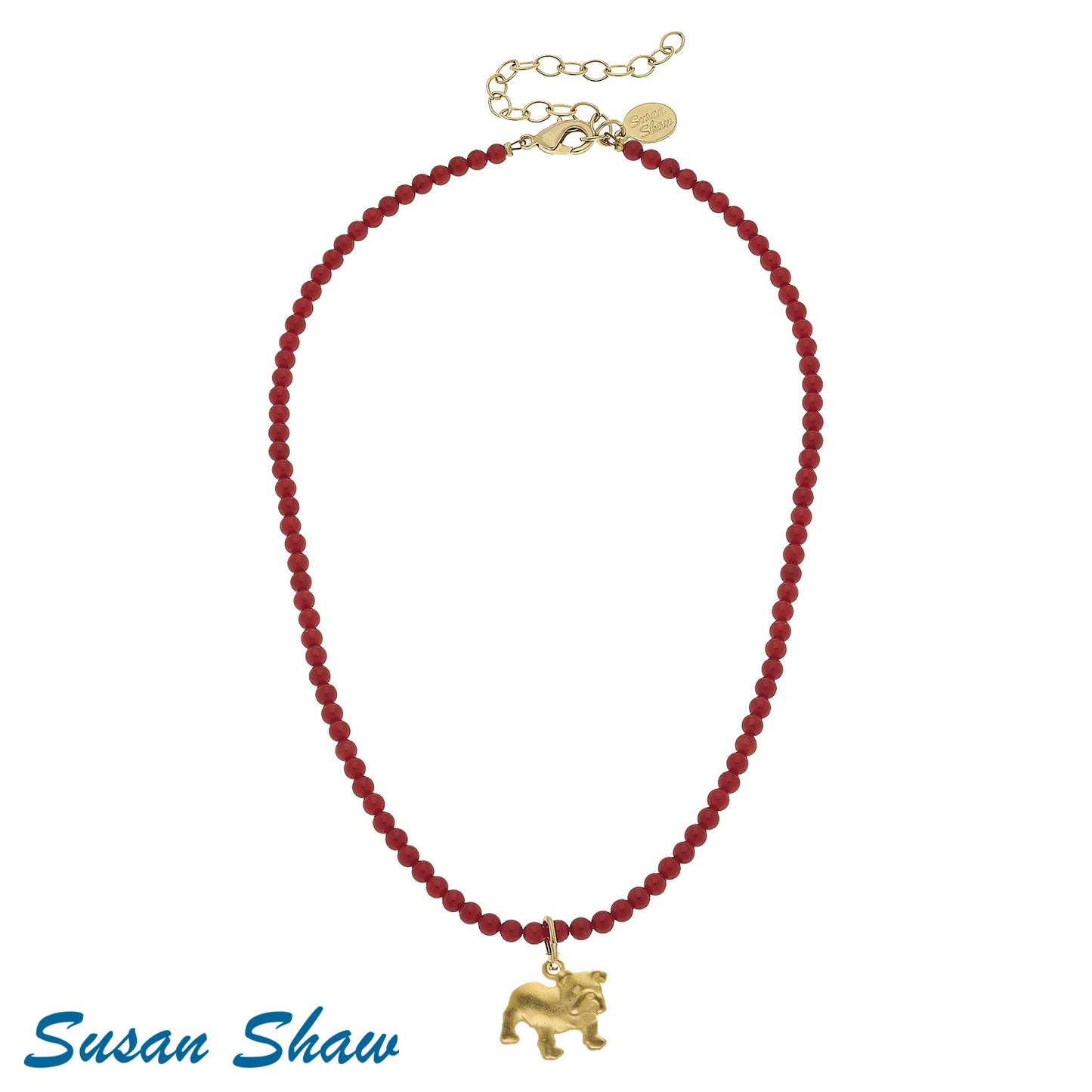 Red Beads with Bulldog