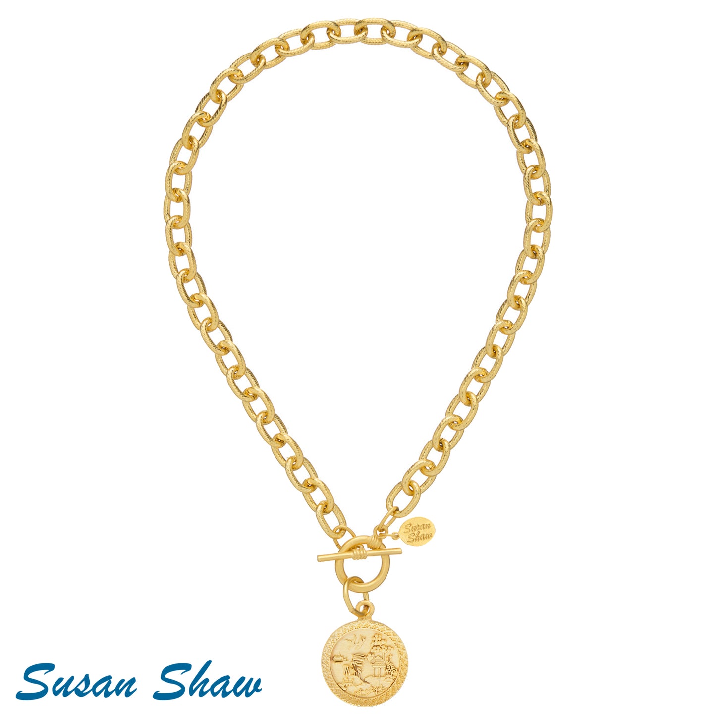 Blue Willow Gold Toggle Necklace