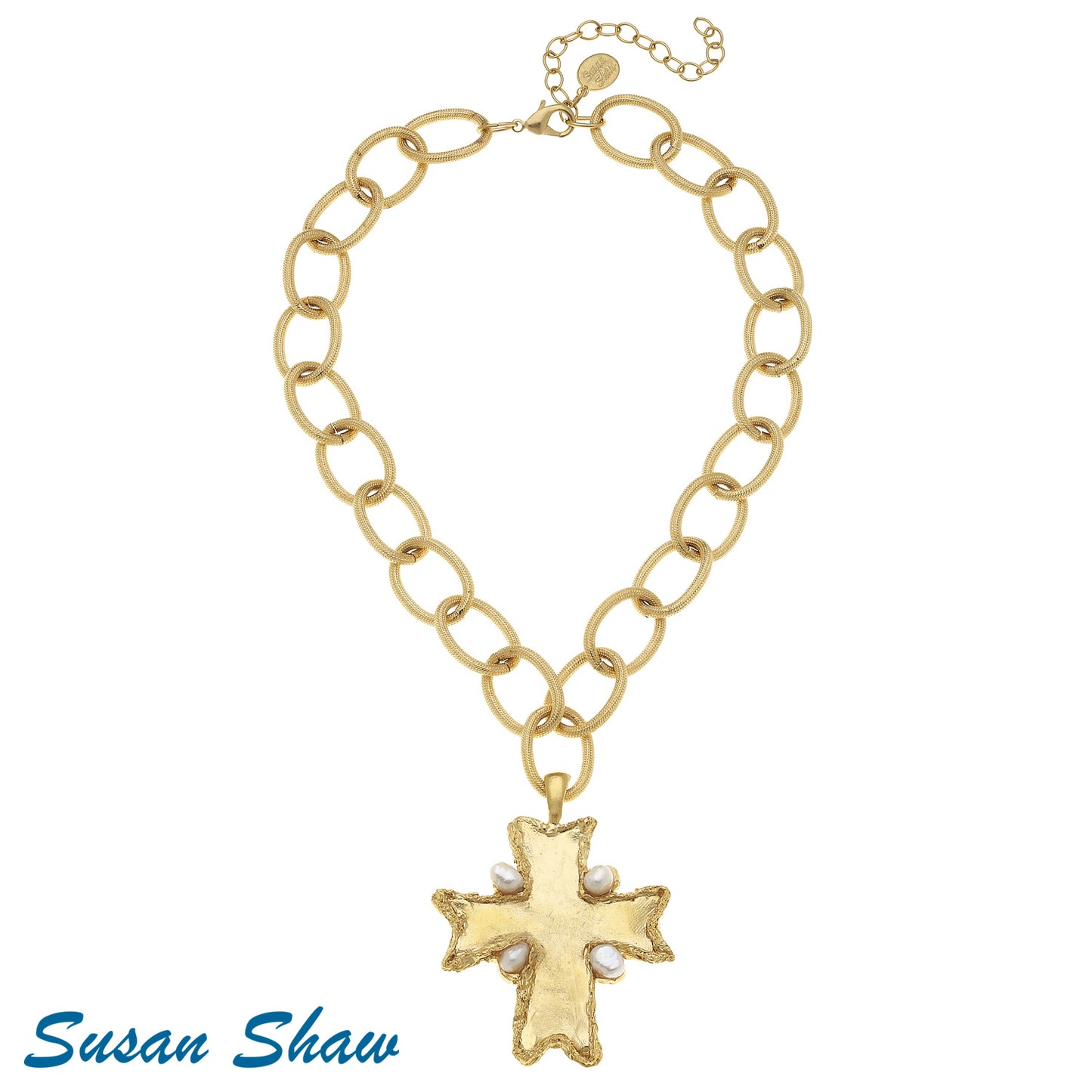 Gold Cross with Freshwater Pearls