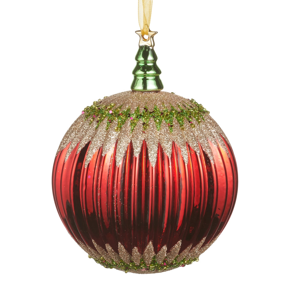 Gold Glitter Red Ball Ornament