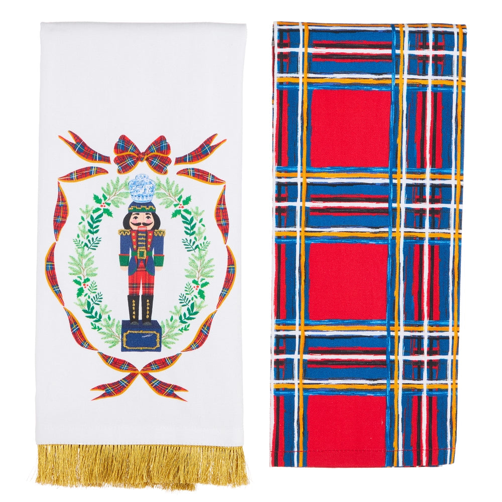 Noble Nutcracker Teal Towels Set of 2