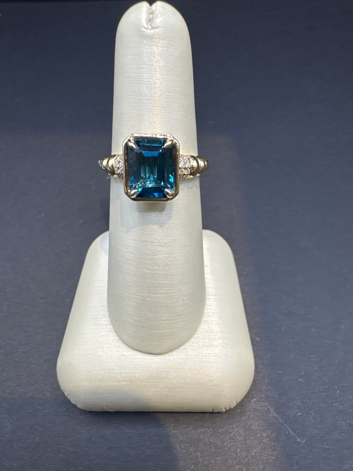2.78 Carat London Blue Topaz & Diamond Ring in 14k Gold | Deep Blue Statement Piece