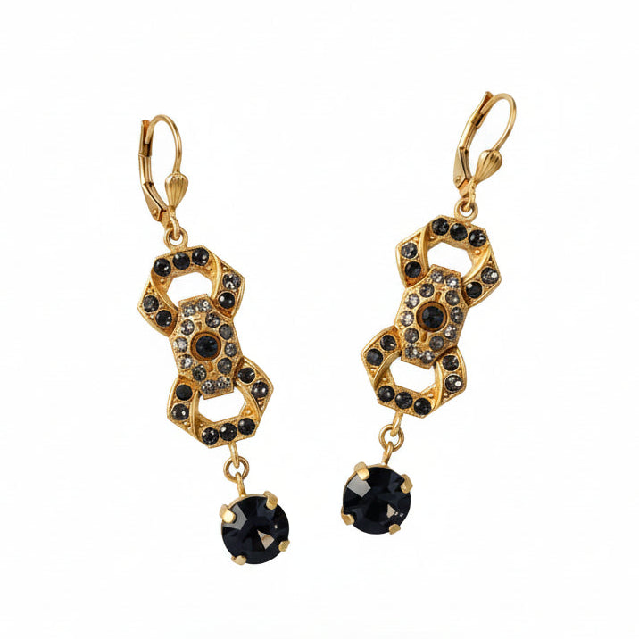 Black Diamond Geo Drop Earrings