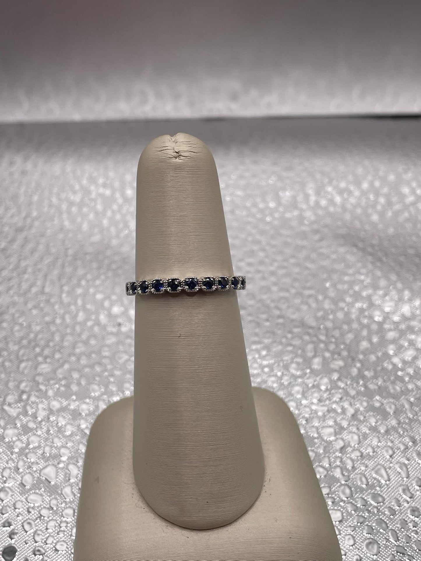 14K White Gold Sapphire Stackable Band — .25 ctw
