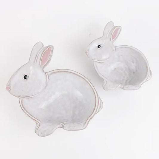 Callie Bunny Nesting Dishes White/Lightpink 7", 5.5" Set of 2