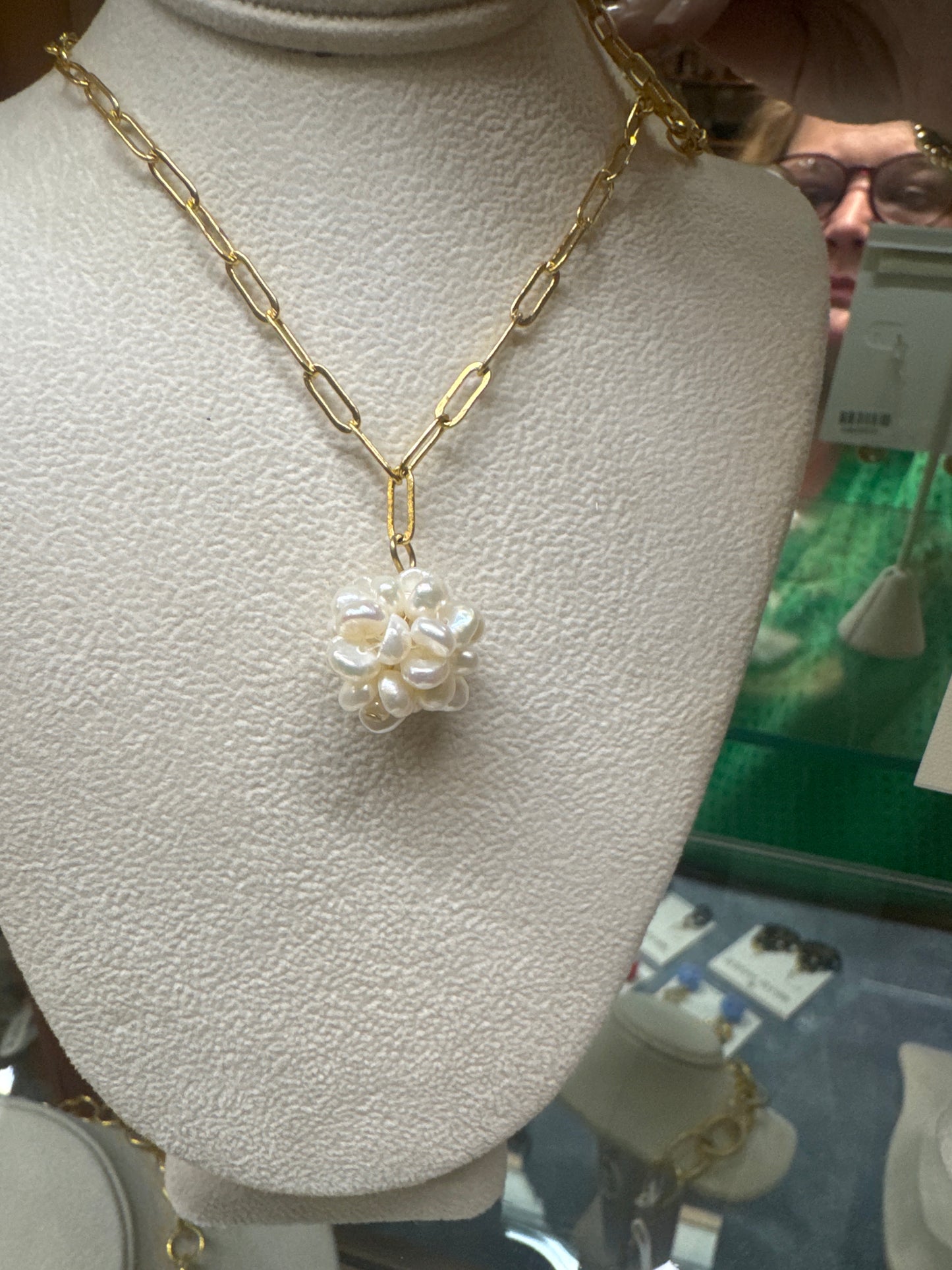 Cottonball Paperclip Necklace