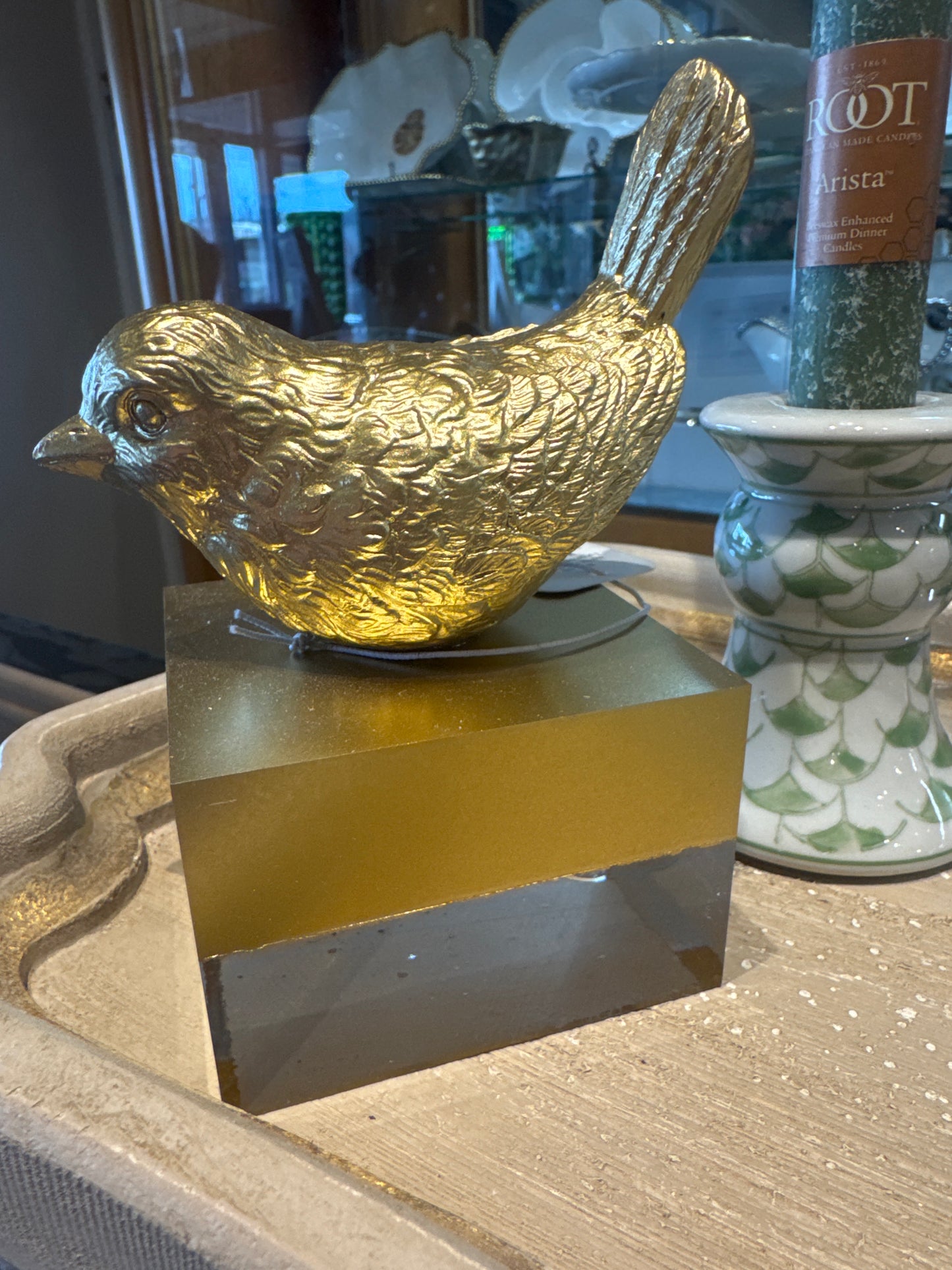 5” Gold Bird on Acrylic Block