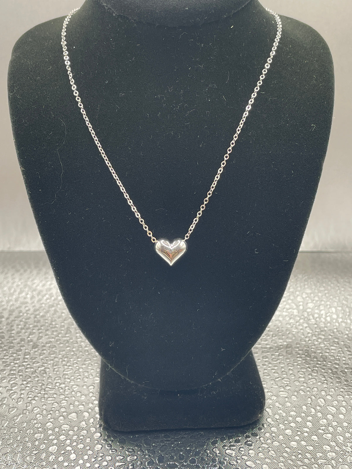 Sterling Silver Puffed Heart Necklace
