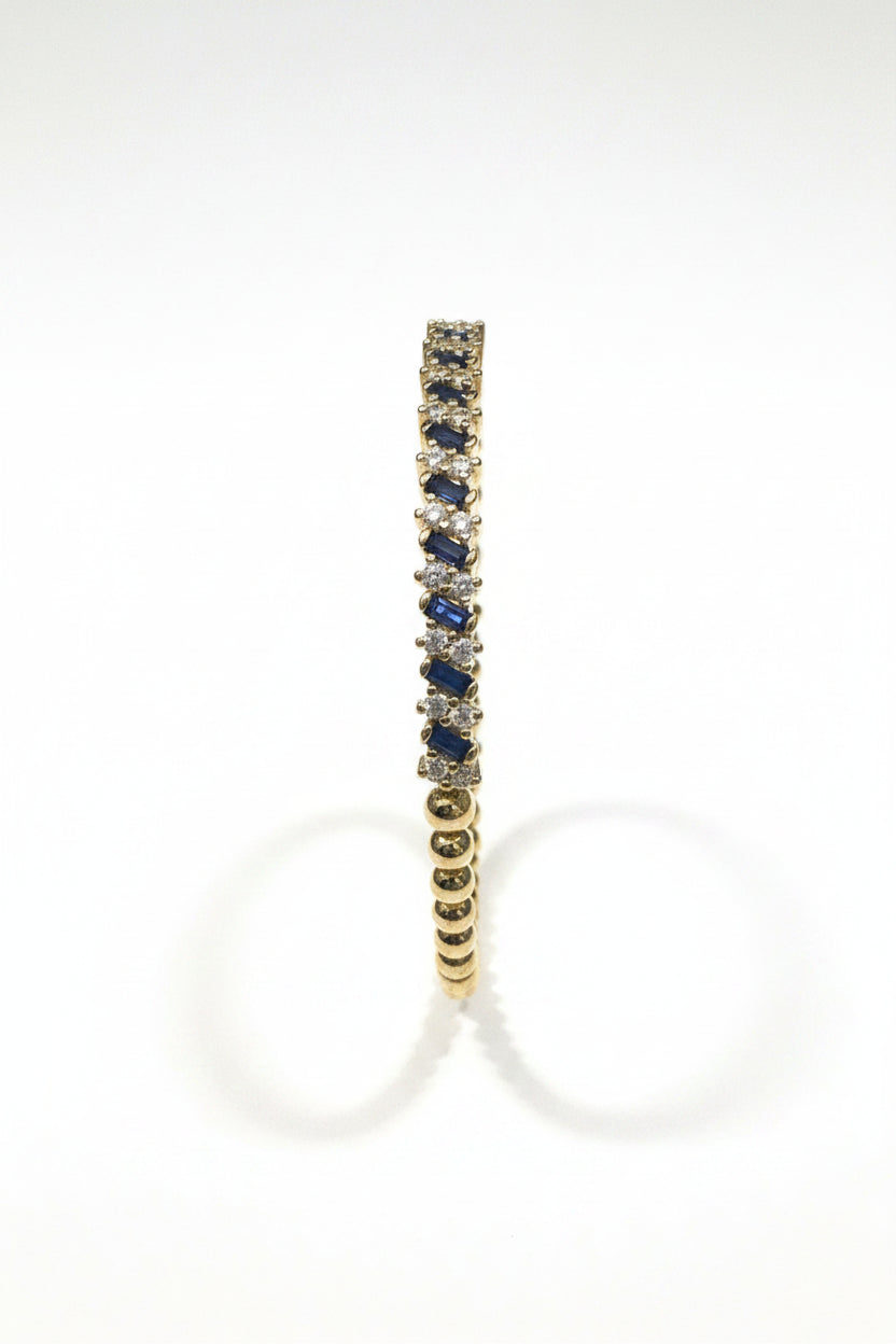 Sapphire and Diamond Beaded Cuff(Simulated)