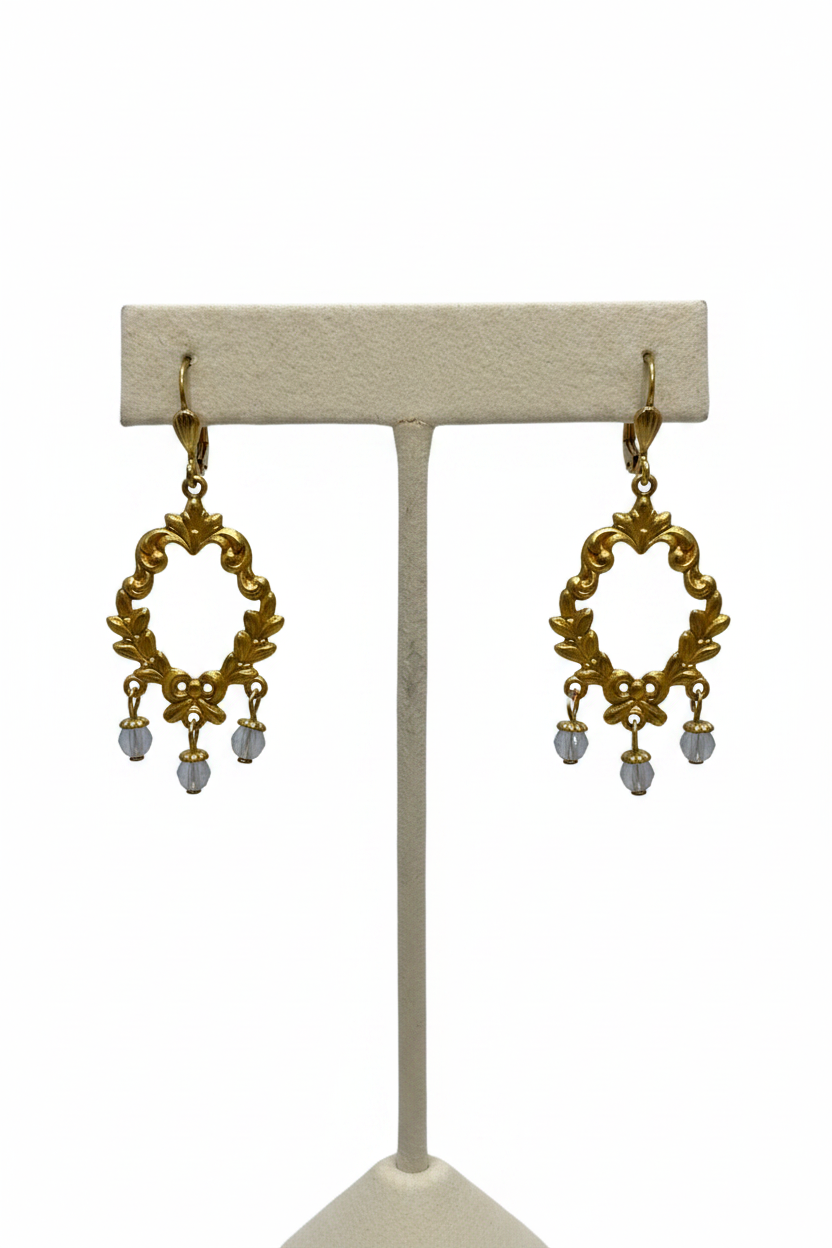 Gold Chandelier with black Diamond Dangles
