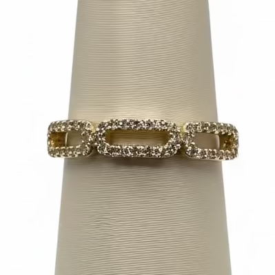 14K Yellow Gold Diamond Paperclip Stackable Ring