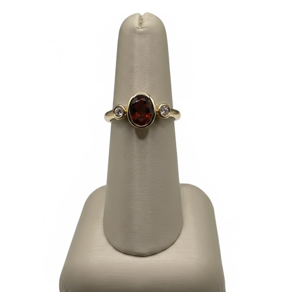 14K Yellow Gold Madeira Citrine Ring with Diamond Accents