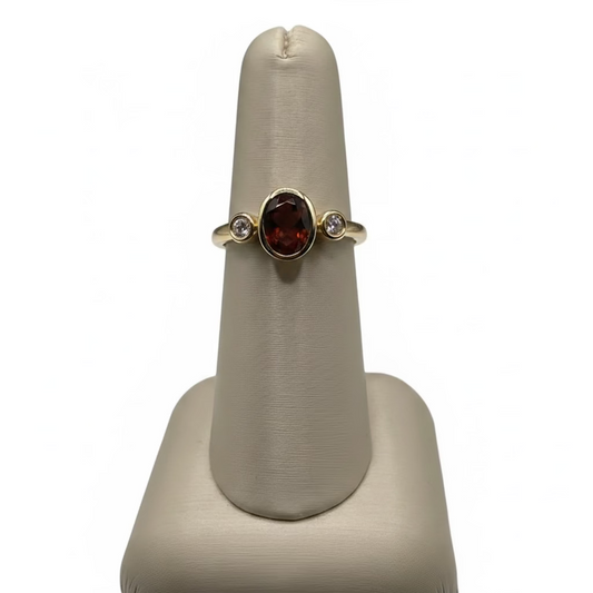 14K Yellow Gold Madeira Citrine Ring with Diamond Accents