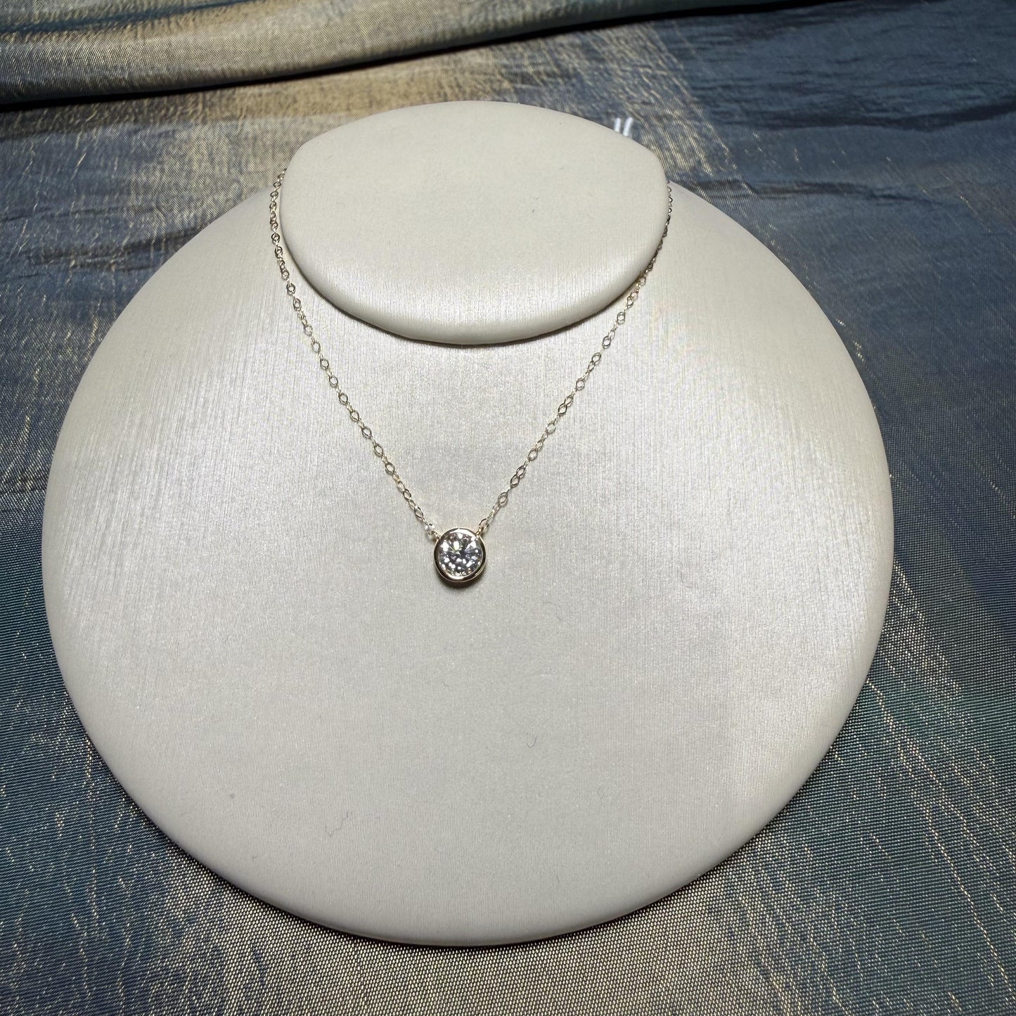14K Gold Lab Grown Diamond Bezel Solitaire Necklace – 0.32 CTW