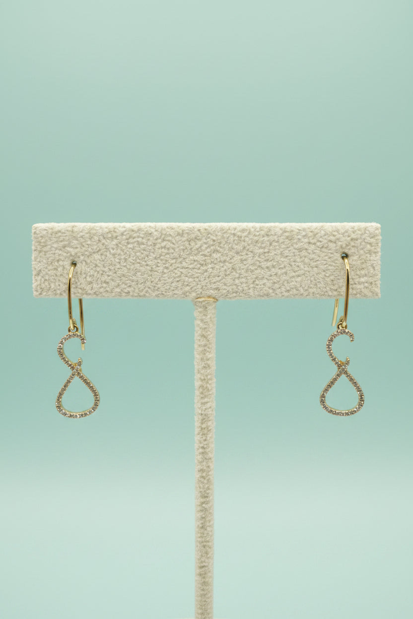 Gold Pavé Diamond Infinity Drop Earrings