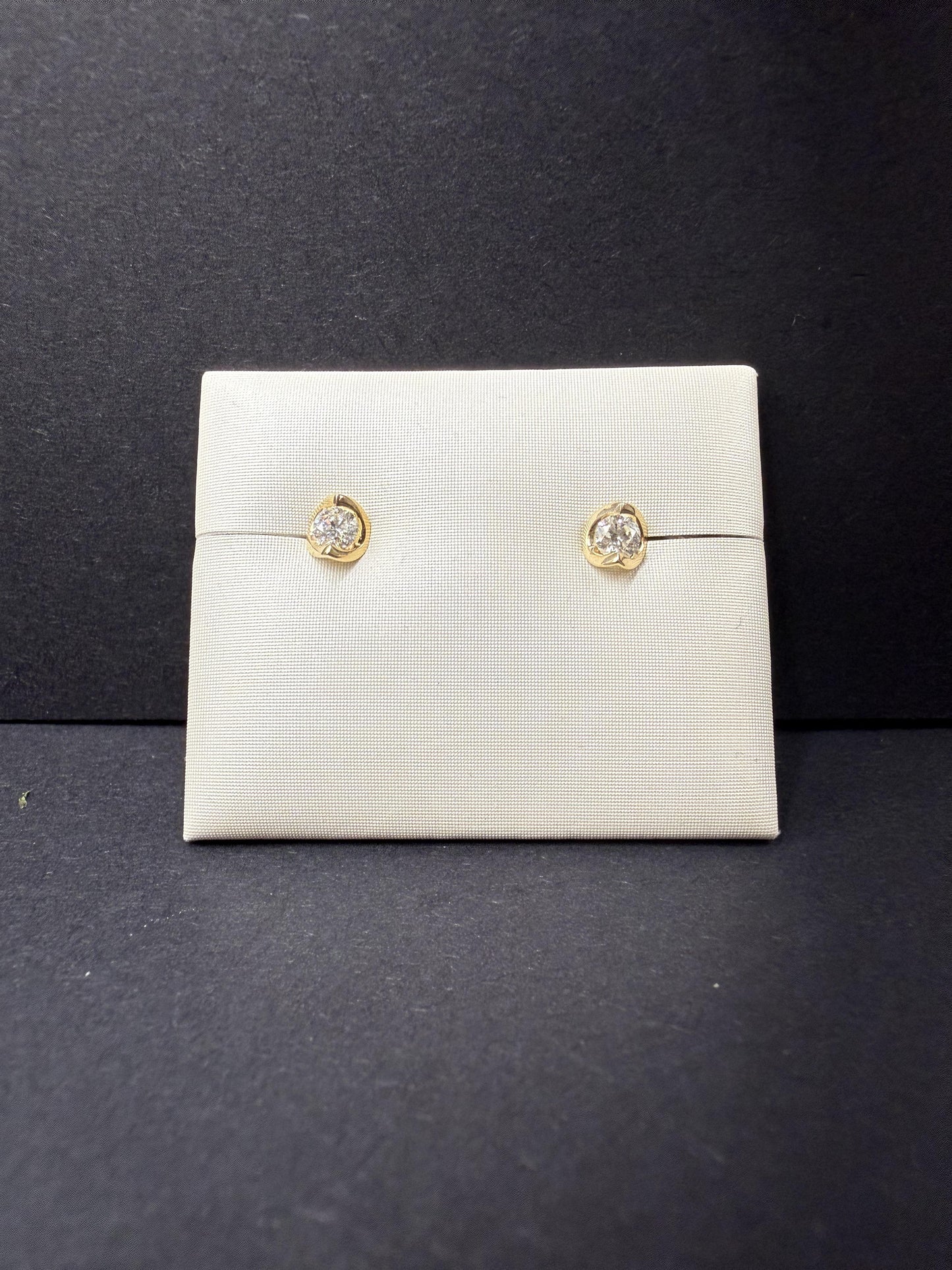 Yellow Gold Fancy prong set Diamond Stud Earrings – 0.50 CTW