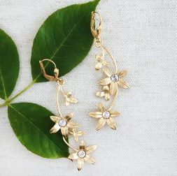 Long Dangle Flower Earrings
