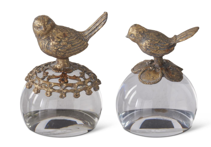 3.75 Inch Gold Metal & Glass Paperweights