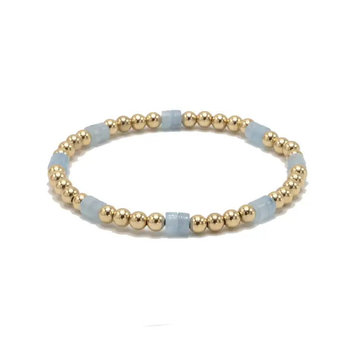 The Heishi Aquamarine & 14k Gold Filled Waterproof Bracelet
