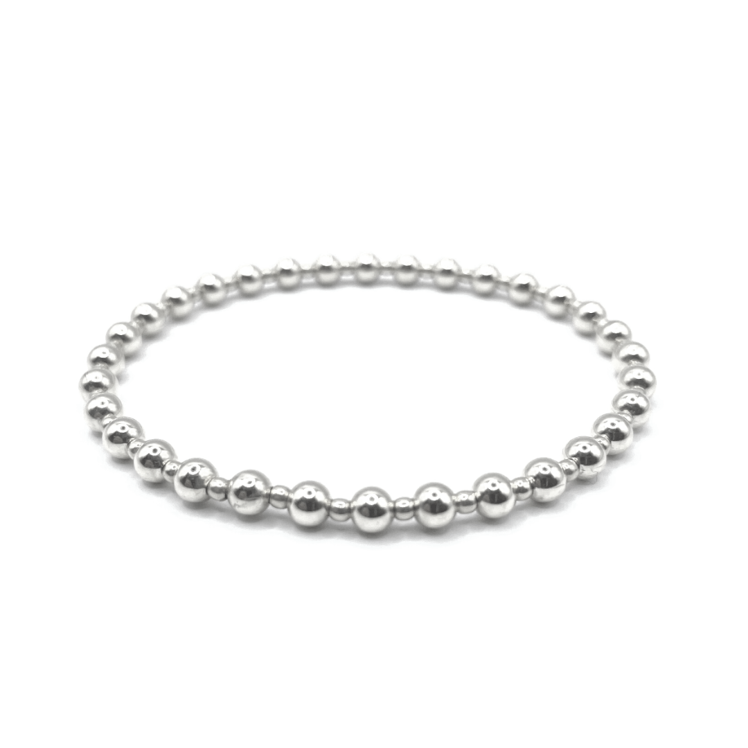 4mm+2mm+4mm Sterling Silver Waterproof Dimension Bracelet 7"