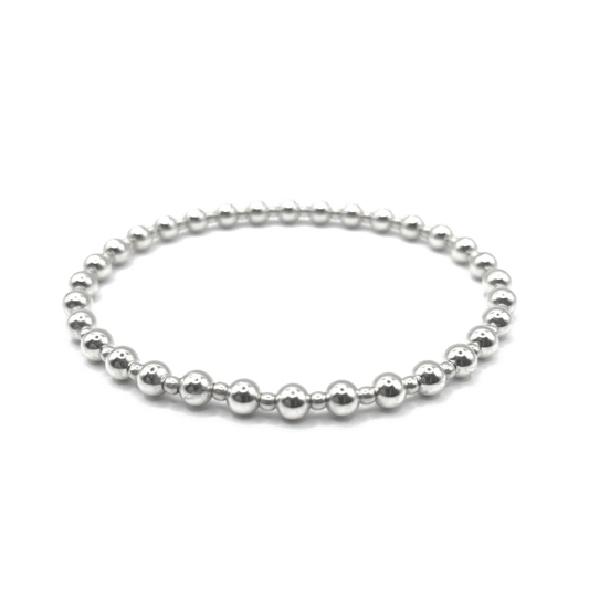 4mm+2mm+4mm Sterling Silver Waterproof Dimension Bracelet 7"