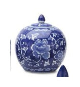 Blue and White Canton 9" Melon Ginger Jar
