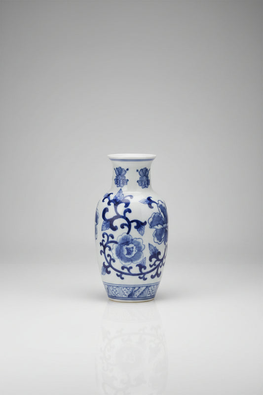 Blue and White Canton 6.5" Vase