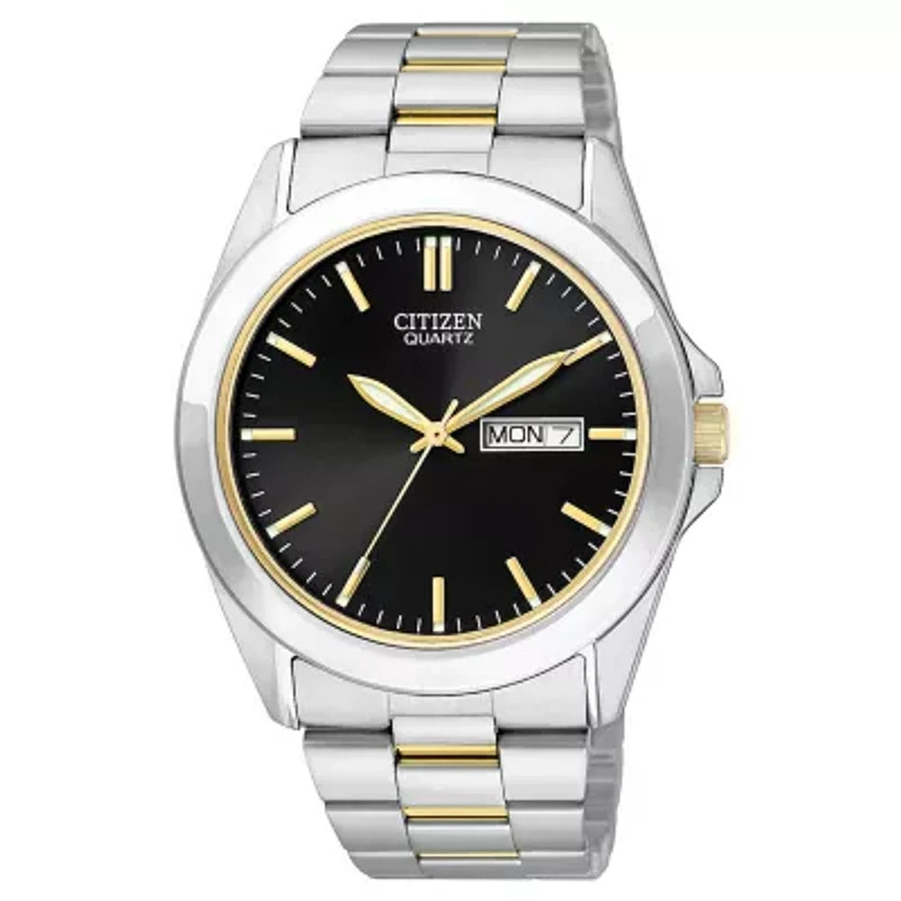 Citizen Men's Quartz Black Dial Two Tone Steel Bracelet Watch