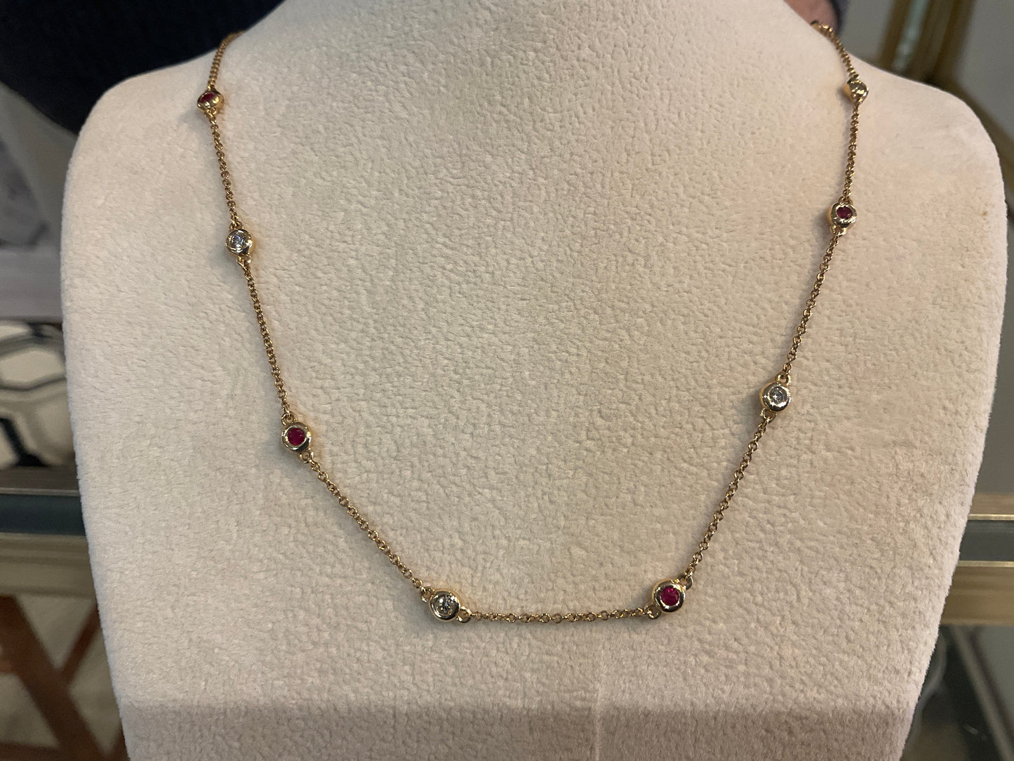 Ruby and Diamond Station Necklace