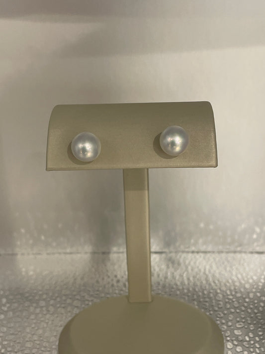 9mm Pearl Stud Earrings with 18k posts