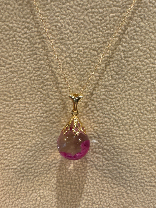 14K Gold Floating Ruby Pendant