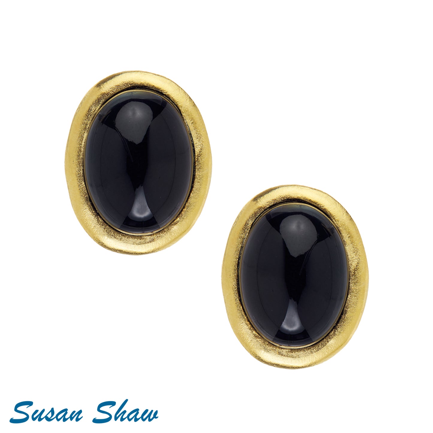 Black Onyx Cabochon Studs
