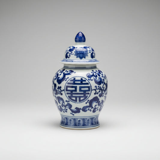Blue and White Canton 8" Ginger Jar
