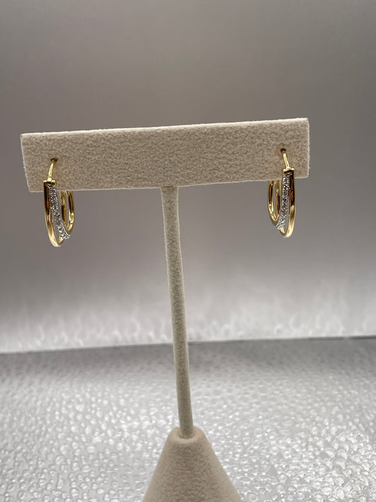 Sterling Silver Vermeil lab Diamond Hoop Earrings