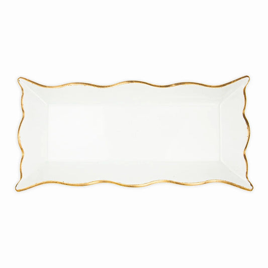 Chateau Rectangle Serving Platter Clear/Gold 17.1x1.5x8.5