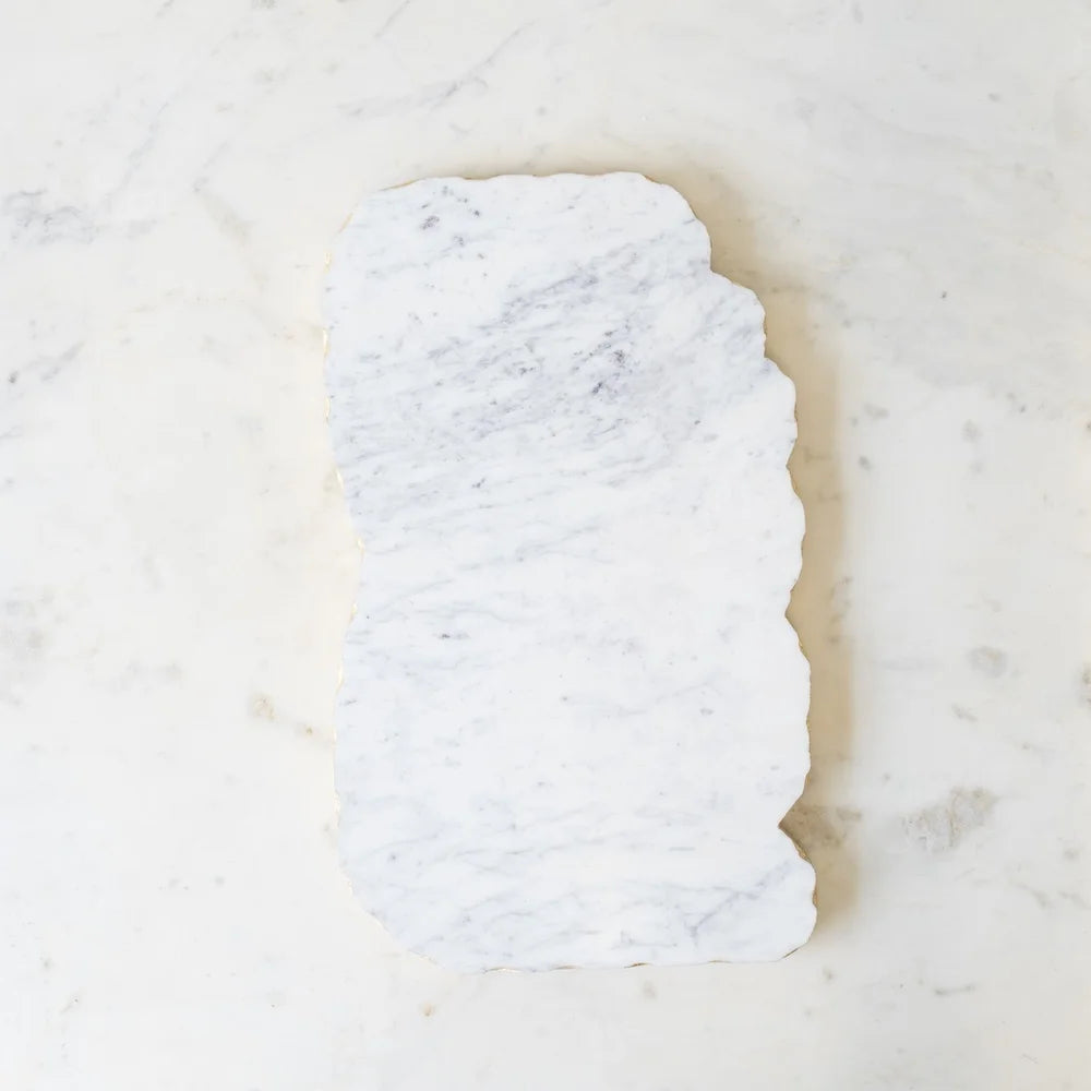 Metz Marble Serving Board White/Gold 15x9.5 x.5