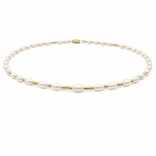 2mm Dainty Pearl 14k Gold Filled Waterproof Necklace