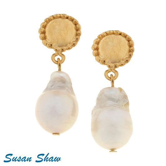 Large Baroque Freshwater Pearl Earrings