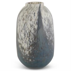 Blue Cream & Brown Speckled Swirled Glass Vase