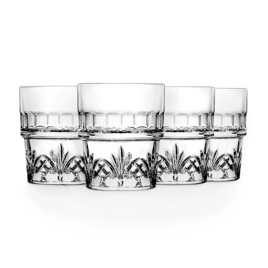 Dublin Crystal Stackable Double Old Fashion Glass, Set of 4