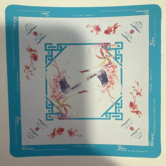 Crane Mahjong Mat/ Teal