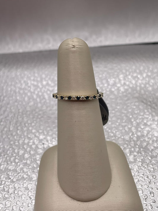 14K Yellow Gold Sapphire & Diamond Band — .27 ctw Sapphires, .20 ctw Diamonds